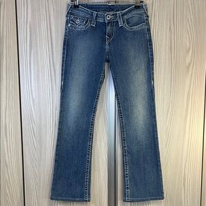 True Religion ‘HI-RISE BOOT’ Purple Crystal Button Boot Cut Jeans ~ Size 29